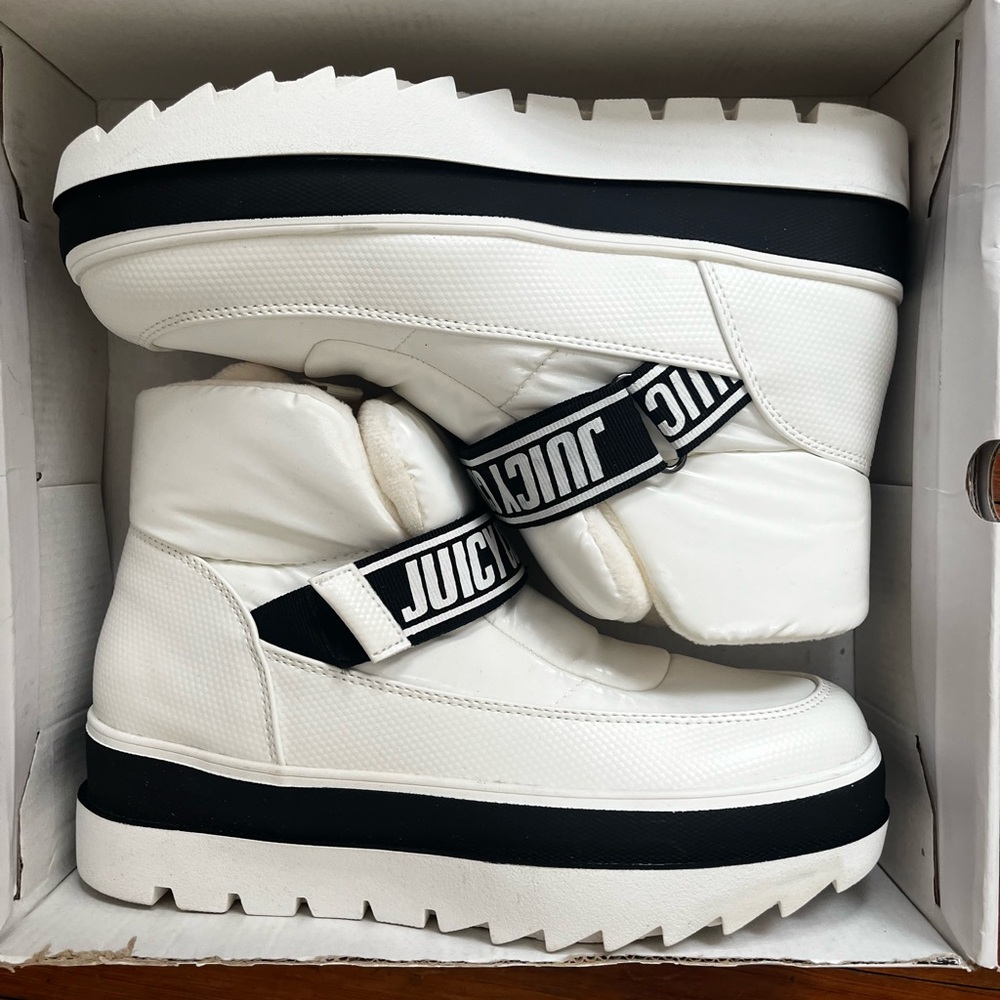 Juicy Couture White and Black Platform Boots